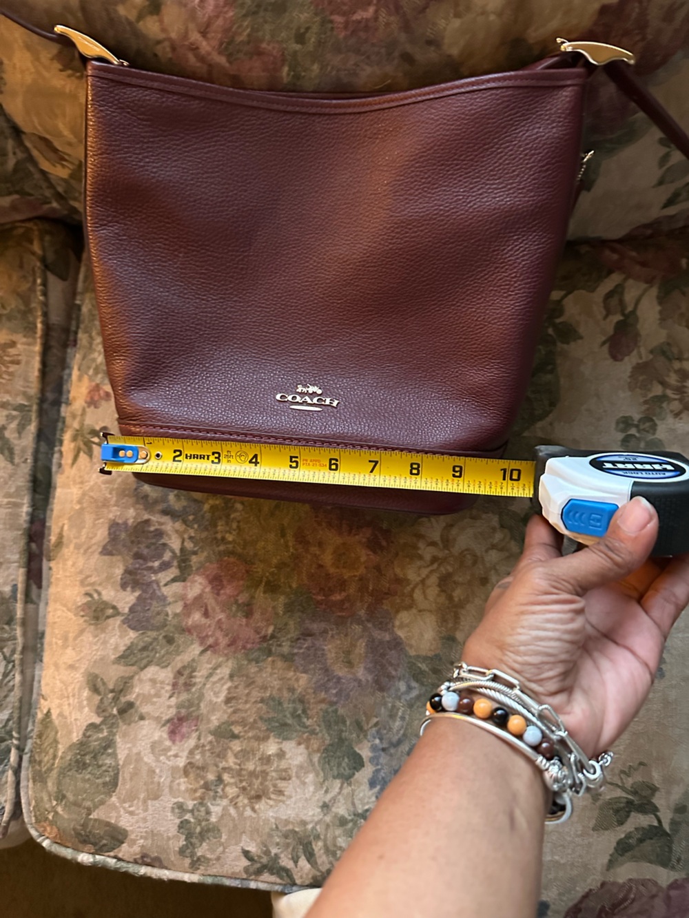 Coach, “JUDE” duffle bag gold hardware/dark wine color - Picture 7 of 8